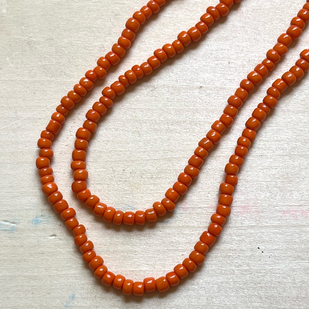 HANDMADE GLASS NECKLACE | Vintage Glass Bead Readymade Necklace in Sherbet
